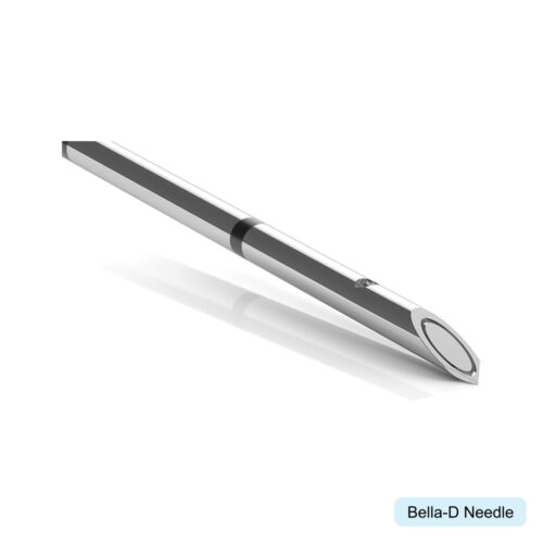 A close-up of the tip of a Bella-D needle.