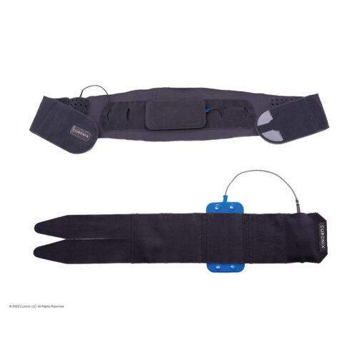 A front and back view of the wearable part of the Freedom System.