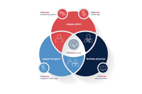 A Venn diagram showing the crossover between patients, caregivers, and physicians.
