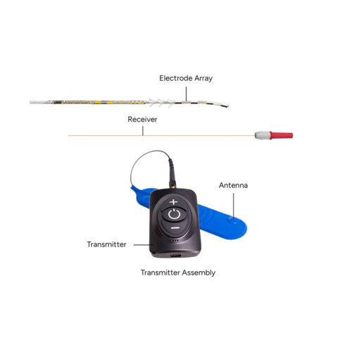 A labelled image of the Freedom System wearable device and its components.
